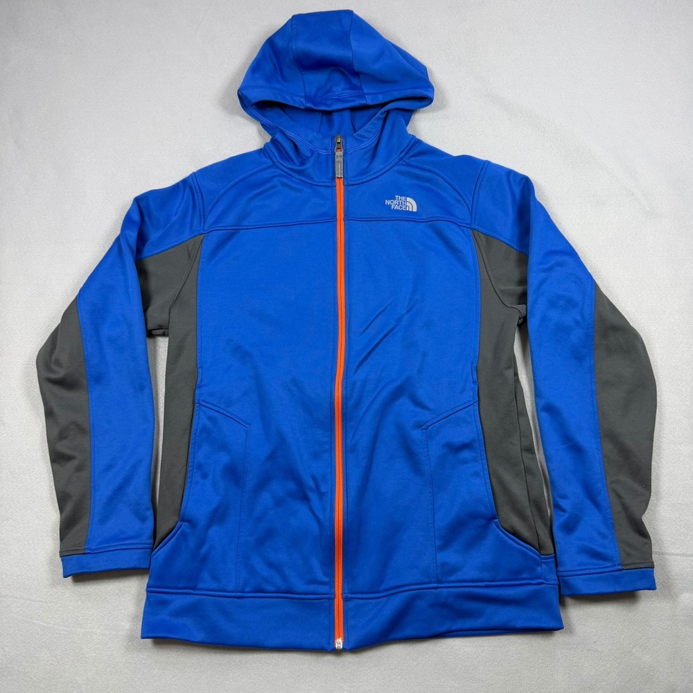 The North Face Boys XL 18/20 Blue Grey Full Zip Fleece Hoodie Sweatshirt TC71